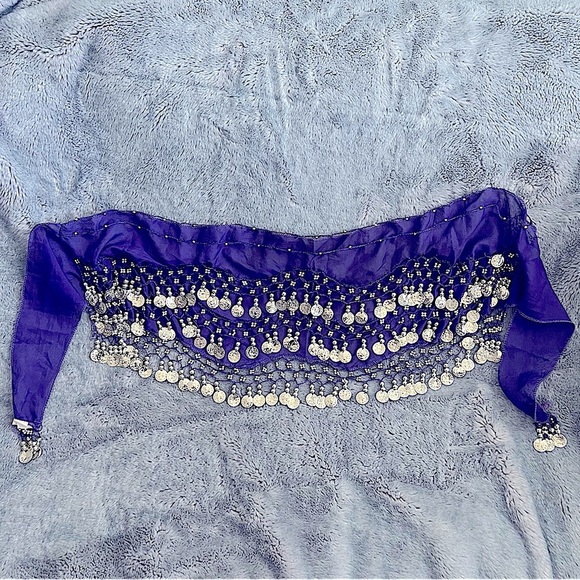 Gypsy Coin Head Scarf Belly Dancer Coin Hip Scarf Halloween - Picture 2 of 4